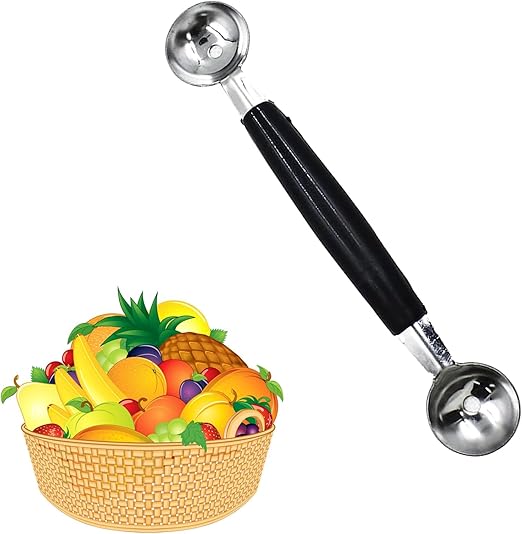 Double-Sided Stainless Steel Melon Baller - Perfect Fruit & Ice Cream Scoop | Flick Cart |