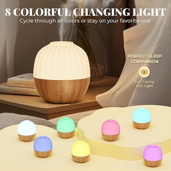 Aroma Diffuser – Quiet Ultrasonic Humidifier with Warm White Light Auto Shut-Off