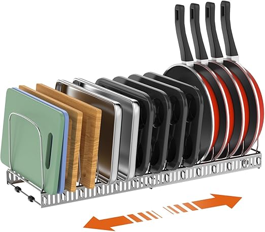 Flick Cart Exclusive: Housolution Expandable Baking Tray Rack - 14 Adjustable Dividers for Cutting Boards & Muffin Tins