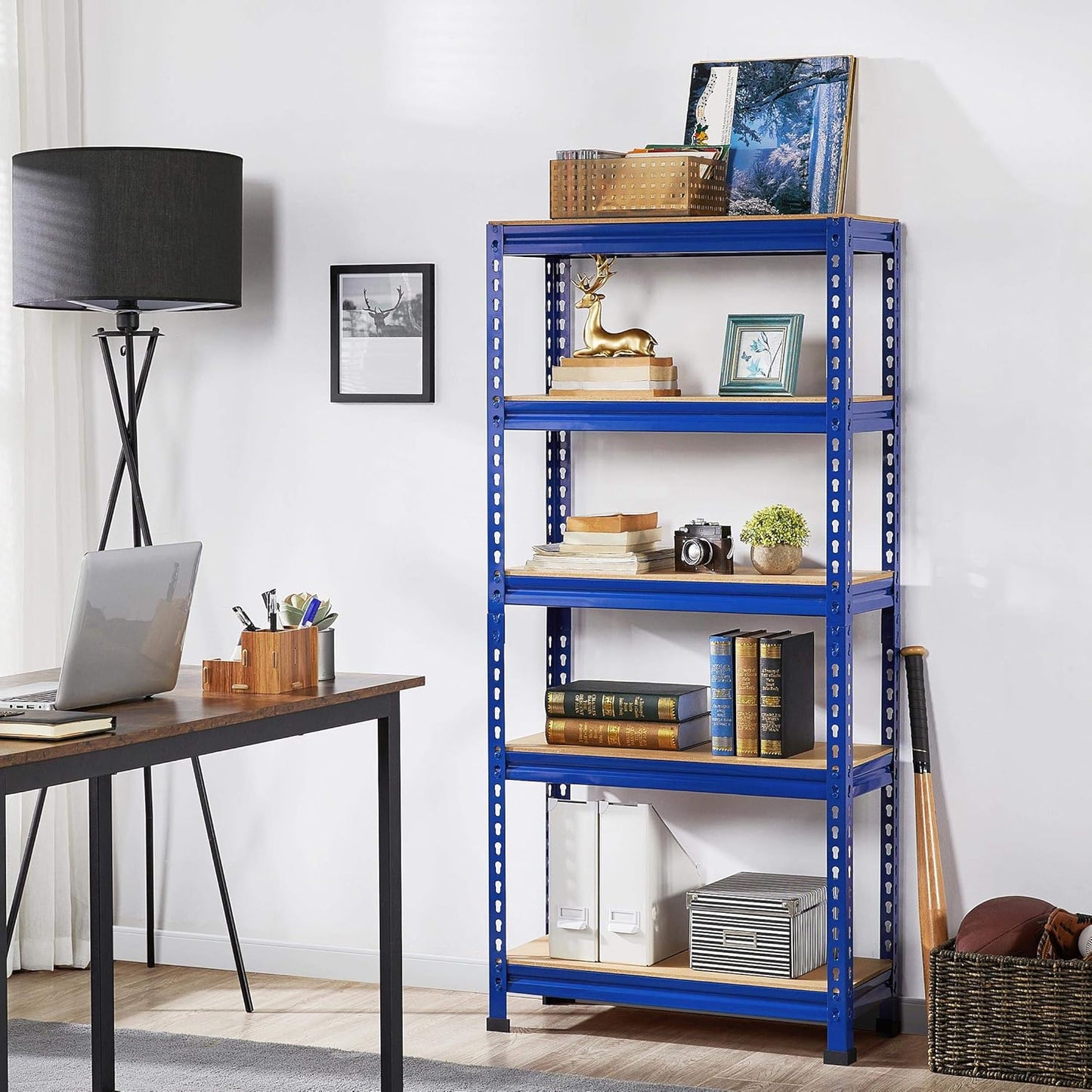 Yaheetech 5-Tier Garage Shelves (2-Pack) - 750kg Total Capacity | Heavy Duty Blue Racking | Flick Cart