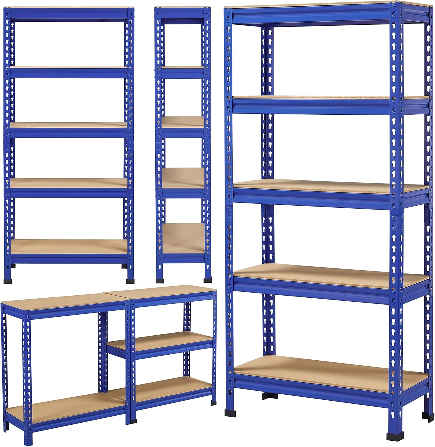 Yaheetech 5-Tier Garage Shelves (2-Pack) - 750kg Total Capacity | Heavy Duty Blue Racking | Flick Cart