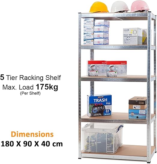 3-Pack Heavy Duty 5-Tier Shelves - 175kg/Shelf | Industrial Metal Racking for Garage/Workshop | Flick Cart