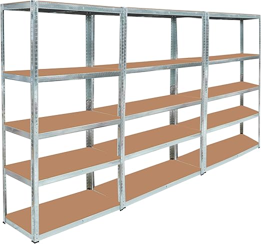3-Pack Heavy Duty 5-Tier Shelves - 175kg/Shelf | Industrial Metal Racking for Garage/Workshop | Flick Cart