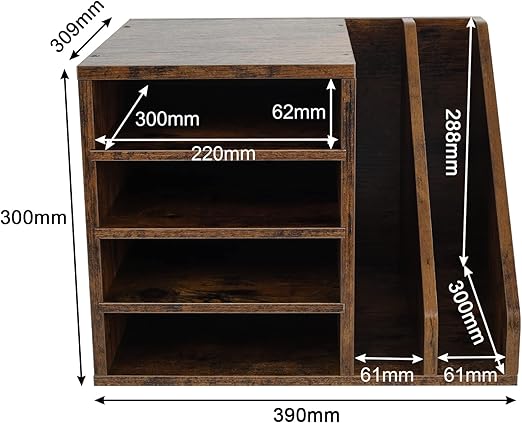 EasyPAG 4-Tier Wooden Desktop Organizer - A4 File/Magazine Storage | Flick Cart