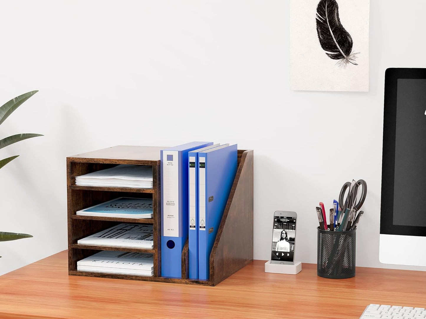 EasyPAG 4-Tier Wooden Desktop Organizer - A4 File/Magazine Storage | Flick Cart