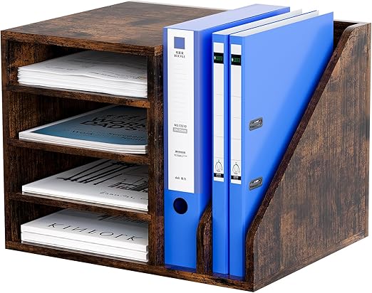 EasyPAG 4-Tier Wooden Desktop Organizer - A4 File/Magazine Storage | Flick Cart