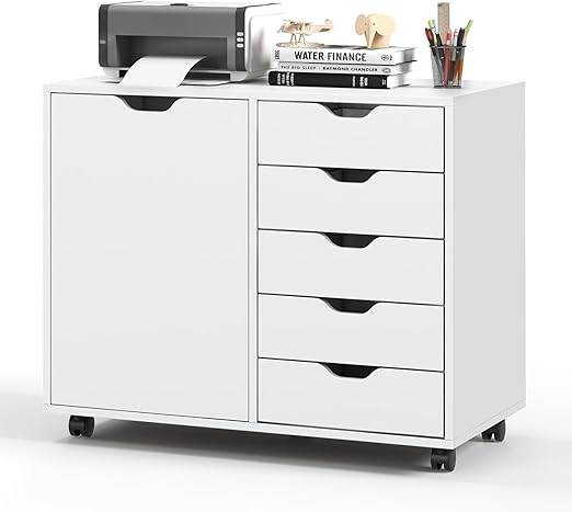 Flick Cart: COSTWAY 5-Drawer Mobile File Cabinet - Your Ultimate Office Organizer