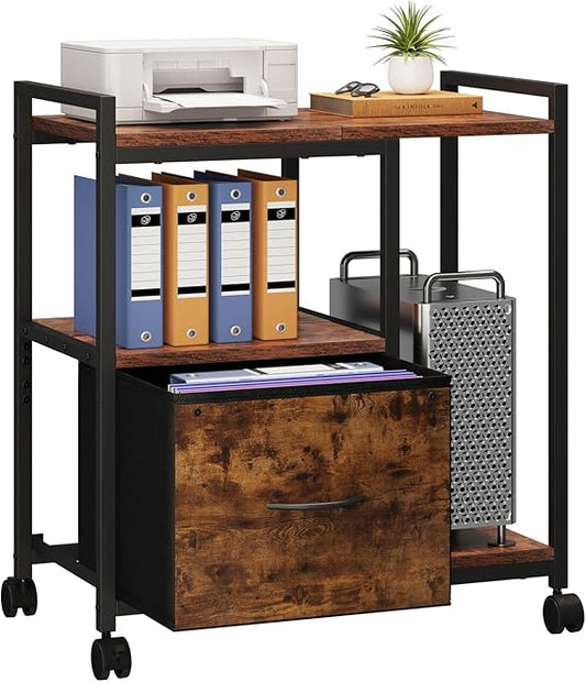 Dripex Rolling Printer Stand w/ Fabric Drawer – Compact Mobile Storage for Home Office | Flick Cart