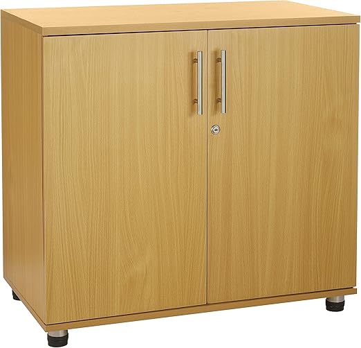 MMT 2-Door Beech Storage Cabinet - Adjustable Shelf & Lockable Cupboard for Home/Office | Flick Cart