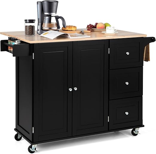 Flick Cart | TANGZON Large Rolling Kitchen Island – Expandable Worktop & Storage Trolley for Home Dining