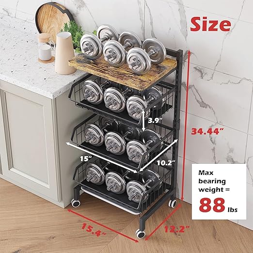 Flick Cart | Enjinkail Oversized Kitchen Trolley with Wheels – Heavy Duty Carbon Steel Storage Rack & Organizer with Basket & Shelf