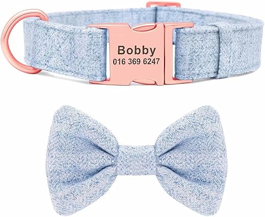 Flick Cart | PET ARTIST Personalized Bowtie Dog Collar with Rose Gold Buckle – Soft, Adjustable & Stylish Pet Gift