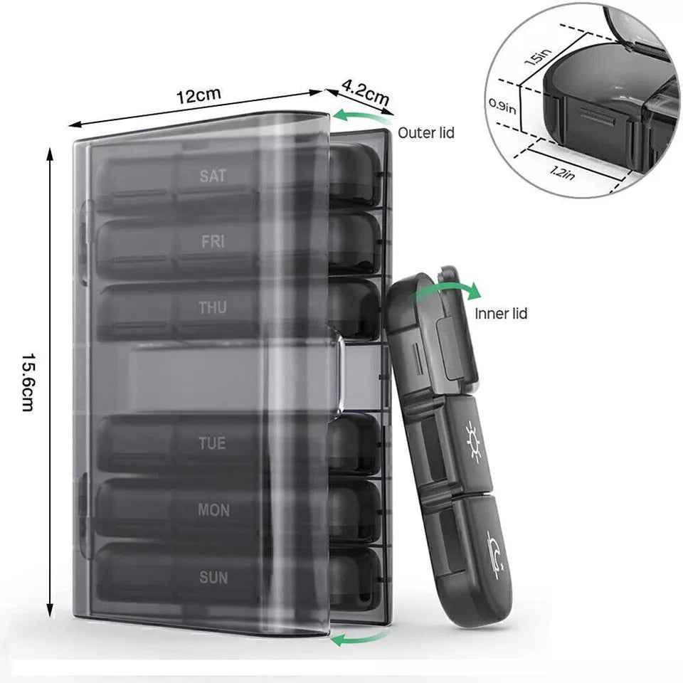 Storage 7 Day Weekly Container Organizer Pill Box