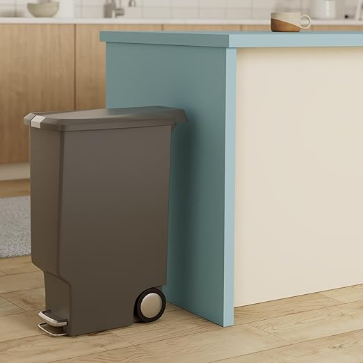 Flick Cart simplehuman 40L Slim Pedal Recycling Bin – Soft-Close Lid, Lock & Wheels, Grey