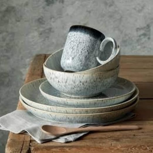 Denby Halo Speckle 12-Pc Dinner Set for 4 - Microwave & Dishwasher Safe | Flick Cart |