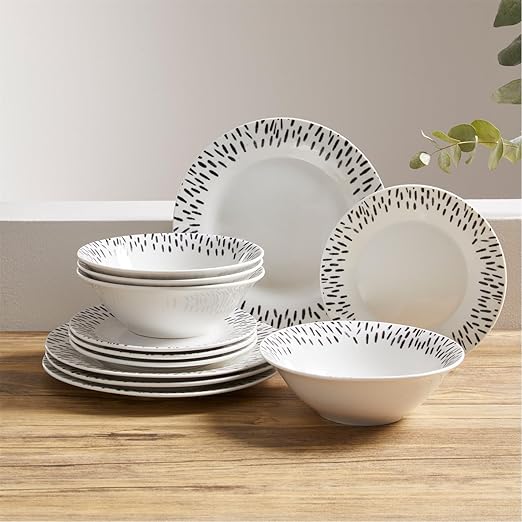 HOMELIFE 12-Pc Porcelain Dinner Set - Classic White Tableware | Flick Cart \