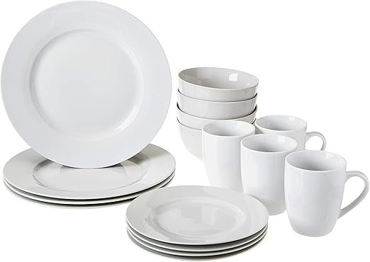 16-Piece Porcelain Dinner Set - Elegant White Tableware for 4 | Flick Cart |