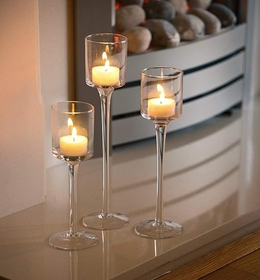Flick Cart | Artis Set of 3 Elegant Glass Tealight Holders – Perfect Wedding & Table Decor