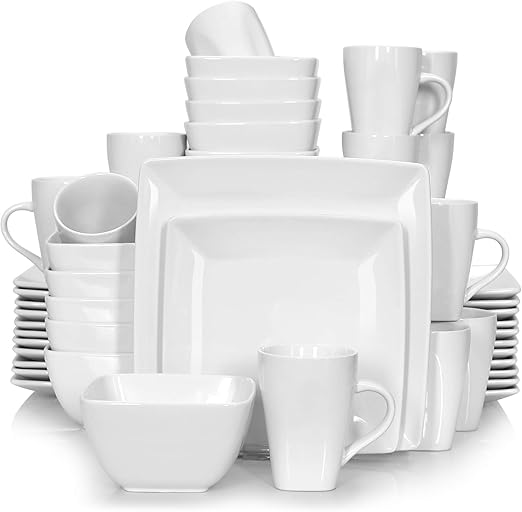 Vancasso Soho 16-Pc Square Dinner Set - Modern Black Stoneware | Flick Cart