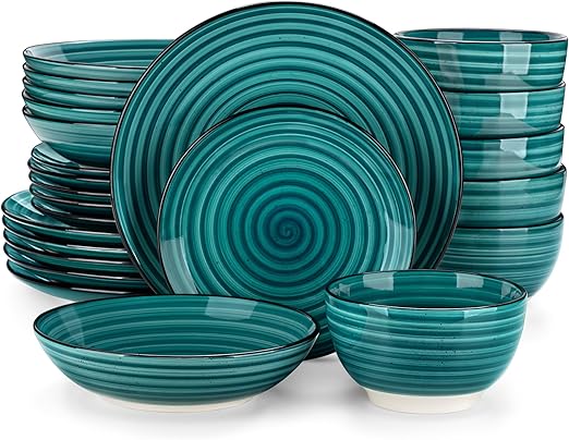 Vancasso Bonbon 24-Pc Dinner Set – Elegant Handpainted Swirl Plates & Bowls | Flick Cart |