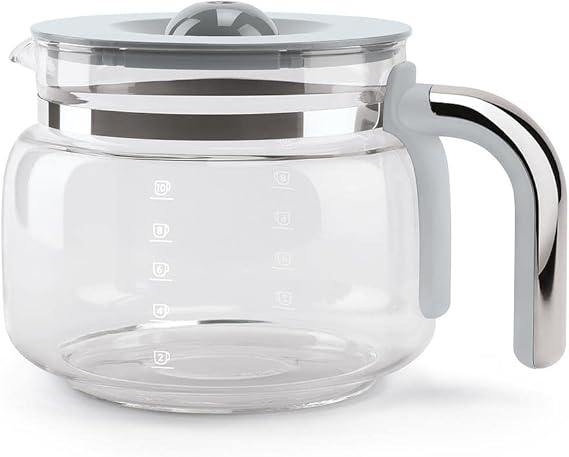 Smeg DCGC01 Jug for Overflow Coffee Maker DCF02 DCG01, Glass, Gray and Chrome
