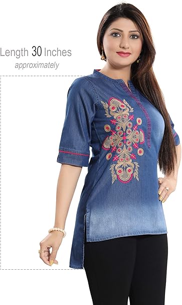 Flick Cart's Stylish Denim Kurti DN2218 – Ethnic Elegance for Every Occasion|