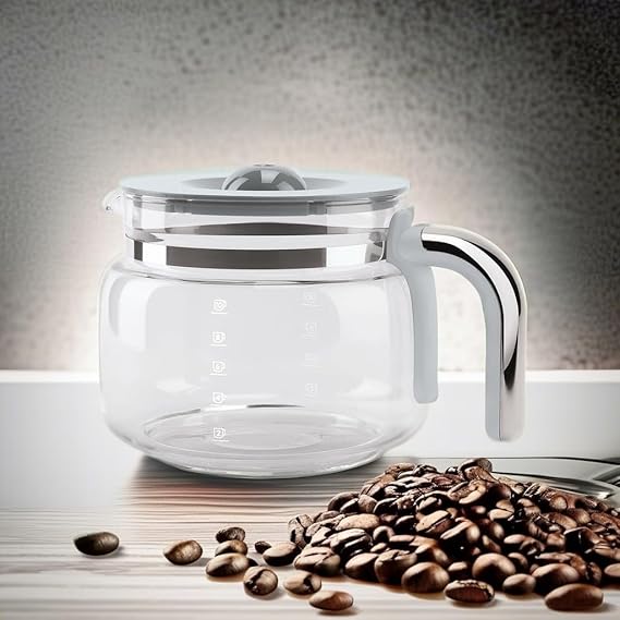 Smeg DCGC01 Jug for Overflow Coffee Maker DCF02 DCG01, Glass, Gray and Chrome