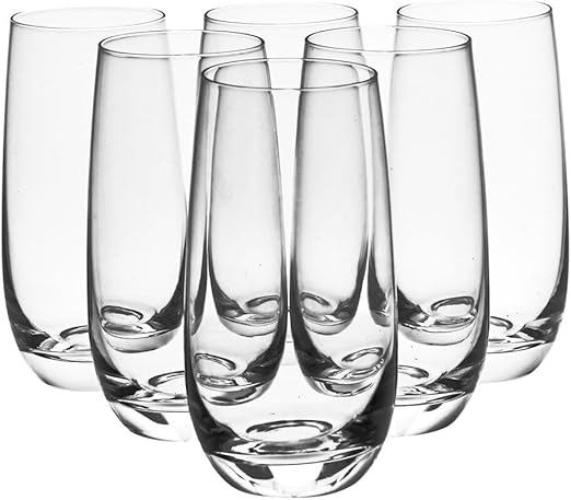 Flick Cart’s Queensway 6-Piece Highball Glasses – Elegant 500ml Tumblers for Cocktails, Juice & More