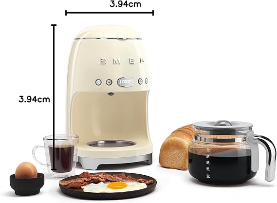 Smeg DCGC01 Jug for Overflow Coffee Maker DCF02 DCG01, Glass, Gray and Chrome