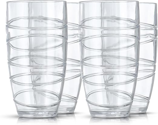 Flick Cart's LIVIVO 4-Pack Swirl Acrylic Tumblers - Shatterproof, Stylish & Stackable for BBQs & Parties