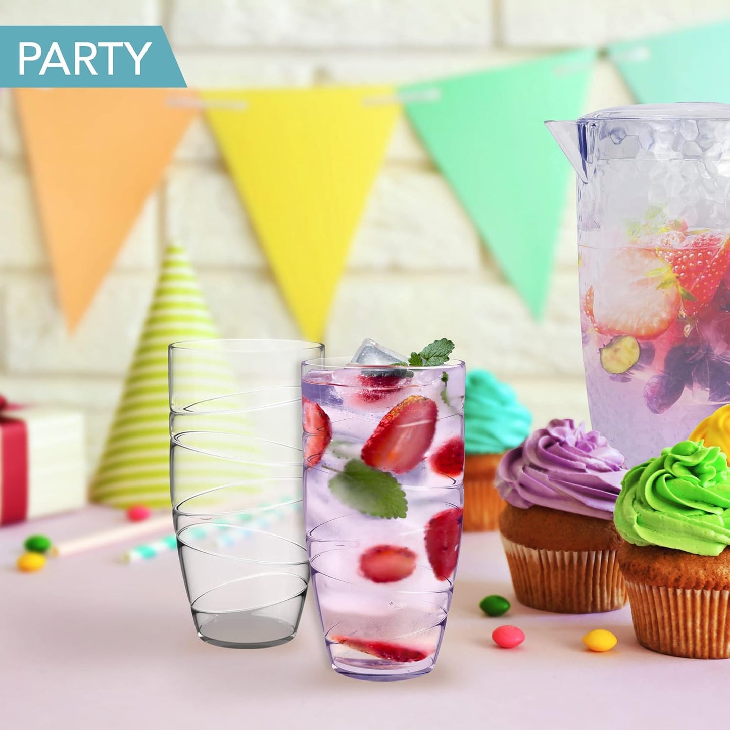 Flick Cart’s Swirl Acrylic Tumblers (4-Pack, 550ml) – Shatterproof, Stackable & Perfect for Outdoor Fun