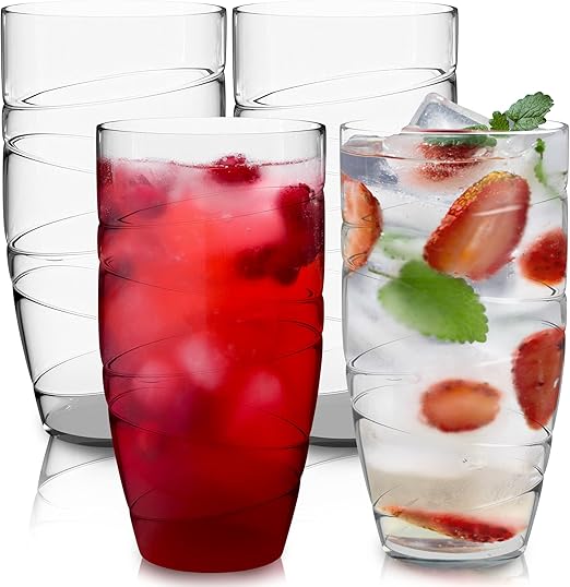 Flick Cart’s Swirl Acrylic Tumblers (4-Pack, 550ml) – Shatterproof, Stackable & Perfect for Outdoor Fun