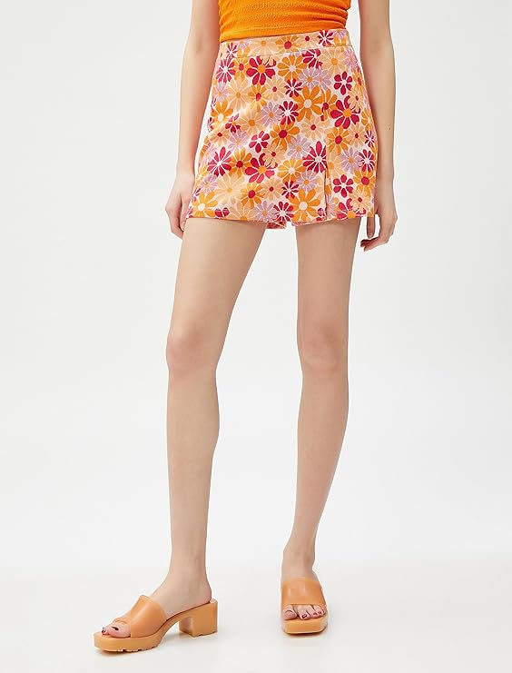 "Flick Cart's Floral Skort Bliss - Stylish Viscose Mini Skirt for Women!"