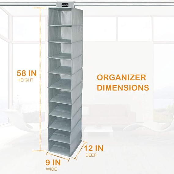 Hat Rack & Hat Storage for Baseball Caps - 10 Shelf Hanging Closet Wardrobe