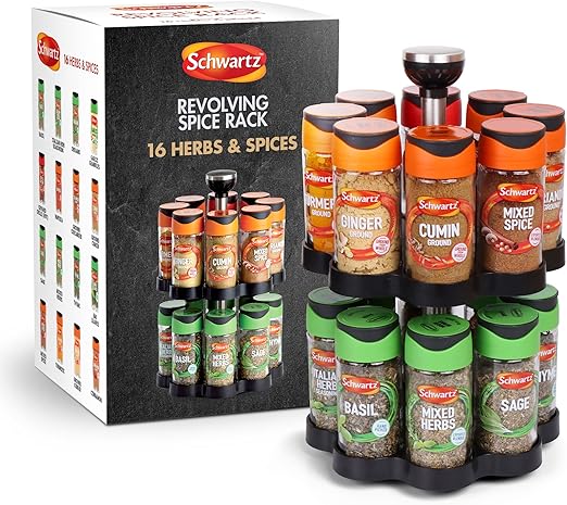 16-in-1 Rotating Spice Rack – Includes Premium Schwartz Spices! | Flick Cart