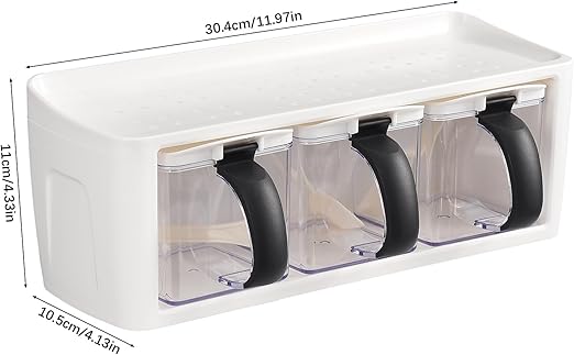 2-Pack Stackable Seasoning Box - 3-Grid Clear Spice Jars with Spoon & Handle | Flick Cart