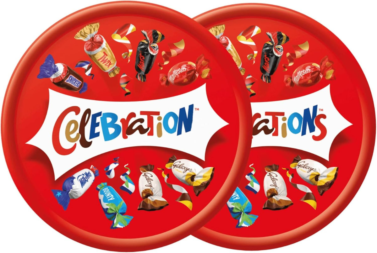 Celebration Chocolate Tub – 500 g (Pack of 2) Sharing Tub | Variety of Mini Bars | Vegetarian-Friendly | Suitable for All Occasions | Iconic Variety in One Tub
