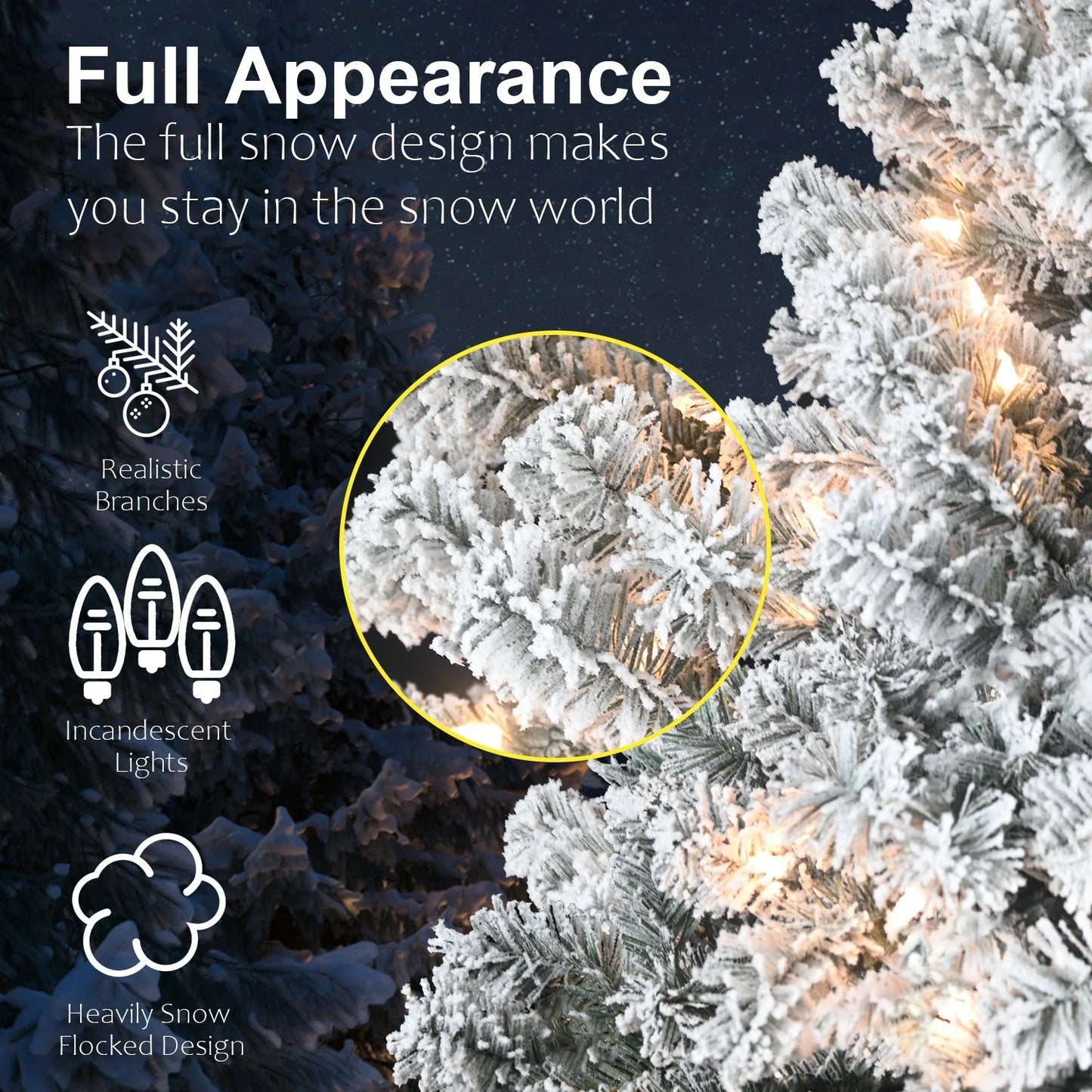 4/5/6/7FT Prelit Snow Flocked Artificial White Christmas tree with lights NEW