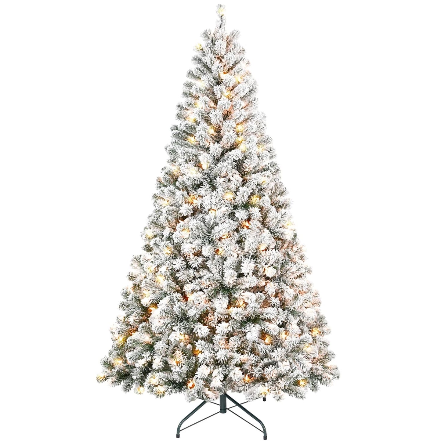4/5/6/7FT Prelit Snow Flocked Artificial White Christmas tree with lights NEW